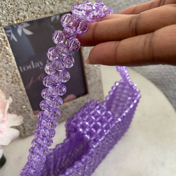 Adorable Purple Beaded Purse - Picture 5 of 7